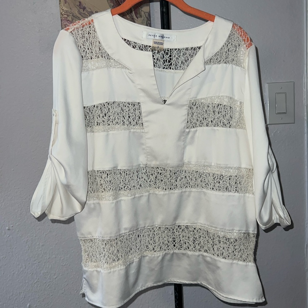White lace panel blouse Peter Nygard size 8